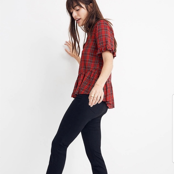 MADEWELL Studio Ruffle Hem Top in Plaid - Picture 2 of 8